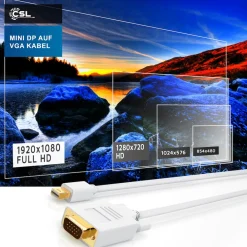 Mini Displayport zu VGA Audio- & Video Kabel, miniDP Monitor Adapter / Thunderbolt 1 & 2 kompatibel - 5m ^ CSL Clearance
