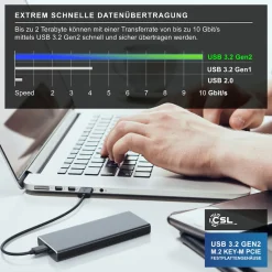 M.2 Key-M PCIe Festplatten-Gehäuse extern USB 3.2 für NVME M.2 SSDs / unterstützt UASP ^ CSL Discount