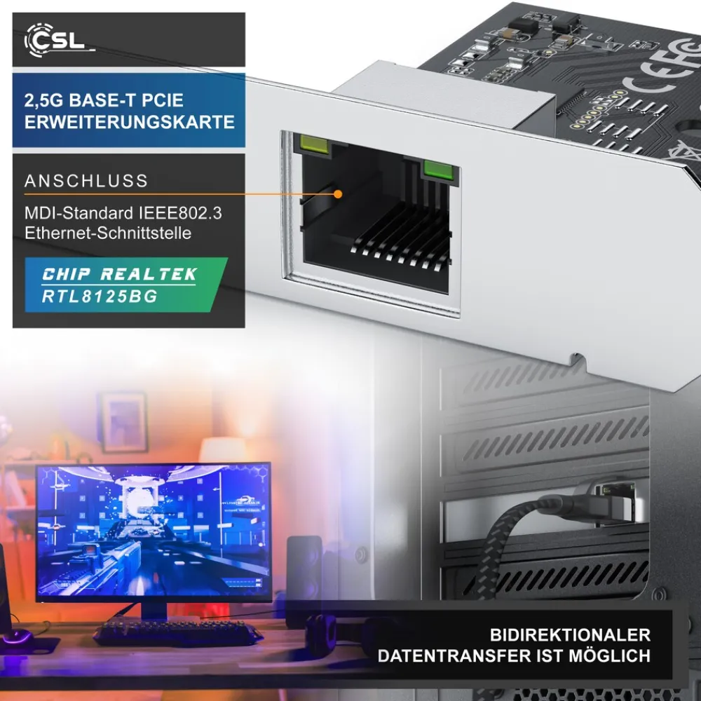 CSL PCIe Ethernet Adapter, 2,5G Netzwerk, für Windows und Linux New