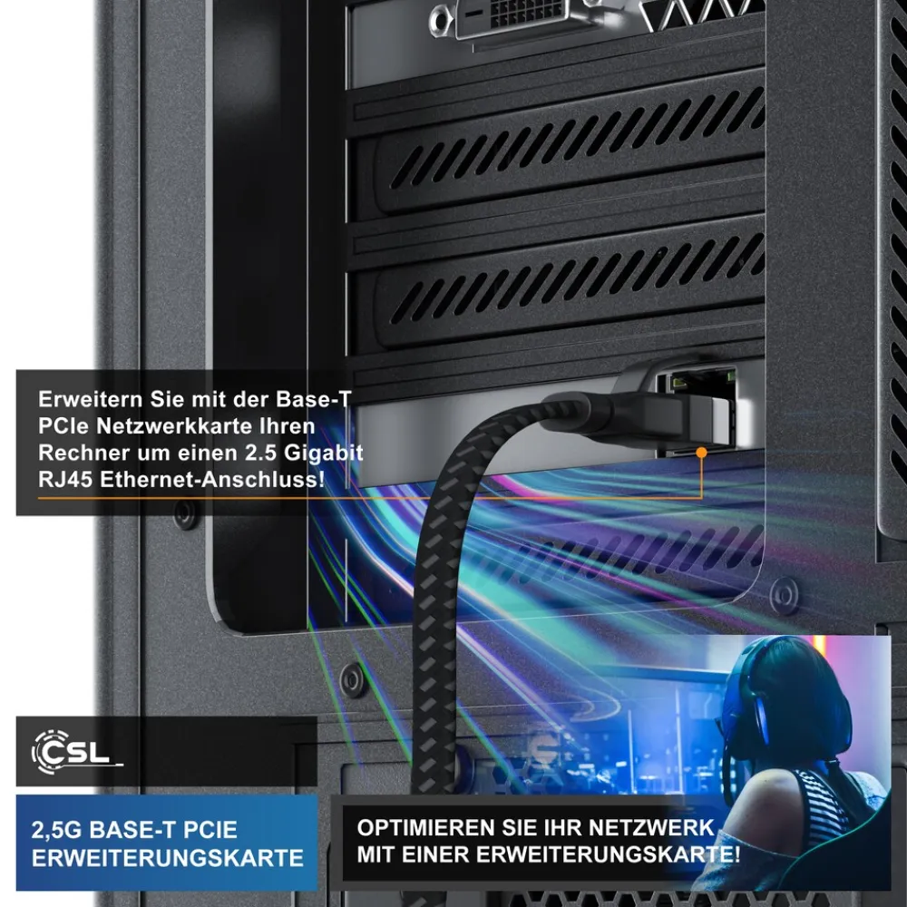 CSL PCIe Ethernet Adapter, 2,5G Netzwerk, für Windows und Linux New