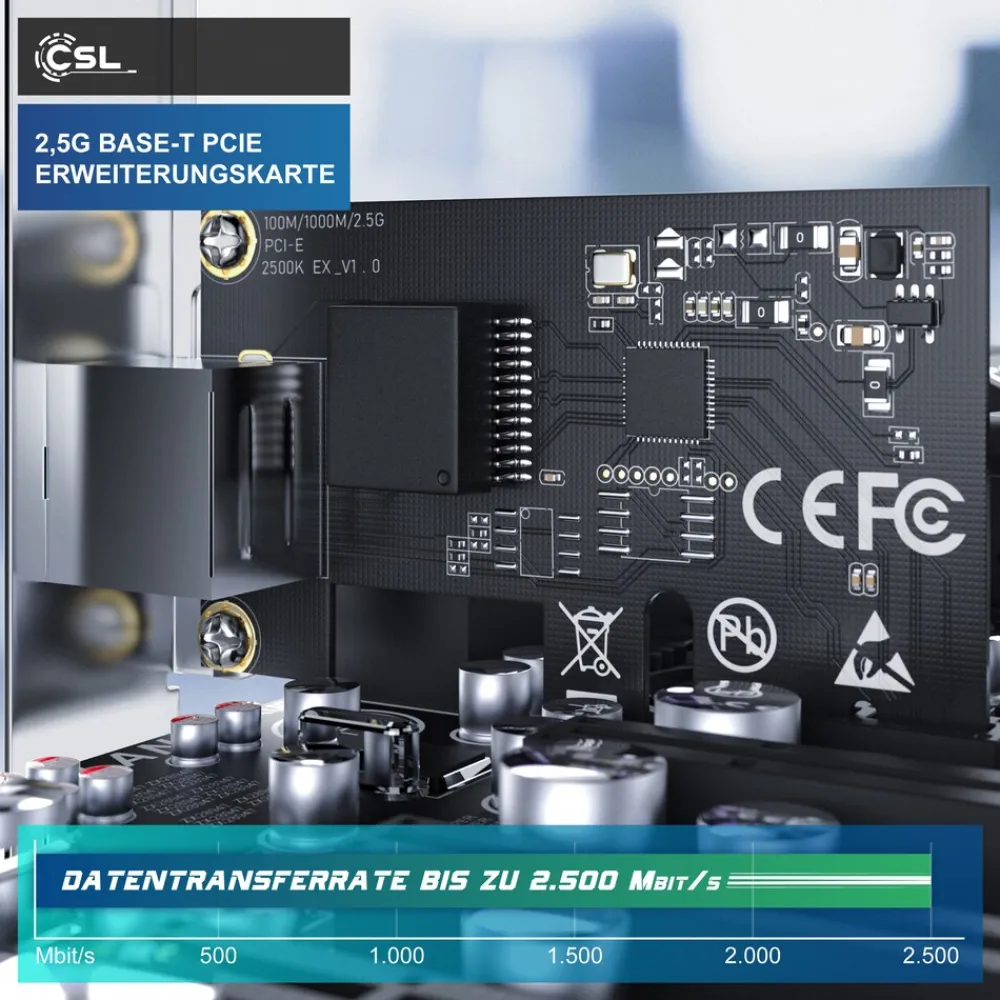 CSL PCIe Ethernet Adapter, 2,5G Netzwerk, für Windows und Linux New