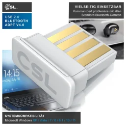 CSL USB Bluetooth Stick 4.0 mit hoher Reichweite inklusive Treiber / Bluetooth Adapter Hot
