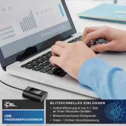 CSL USB-Fingerabdrucksensor, Fingerprint-Scanner, bis 10 IDs, Plug & Play, Windows 8-11, für Login & Sicherheit Sale