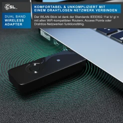 Aplic CSL - USB WLAN Stick Adapter DualBand, 2,4GHz & 5GHz bis zu 300 Mbit/s, USB 2.0, MU-MIMO, kompatibel mit Windows 7-11, Schwarz Discount