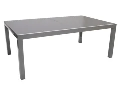 Ausziehtisch MARINA 180/240x100cm, Aluminium silbergrau + Glas grau ^ DEGAMO