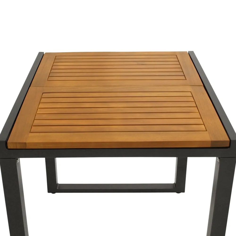 Balkon-Ausziehtisch RIVELLO 80/120x70cm, Aluminium anthrazit + Akazie geölt, FSC-zertifiziert ^ DEGAMO Hot