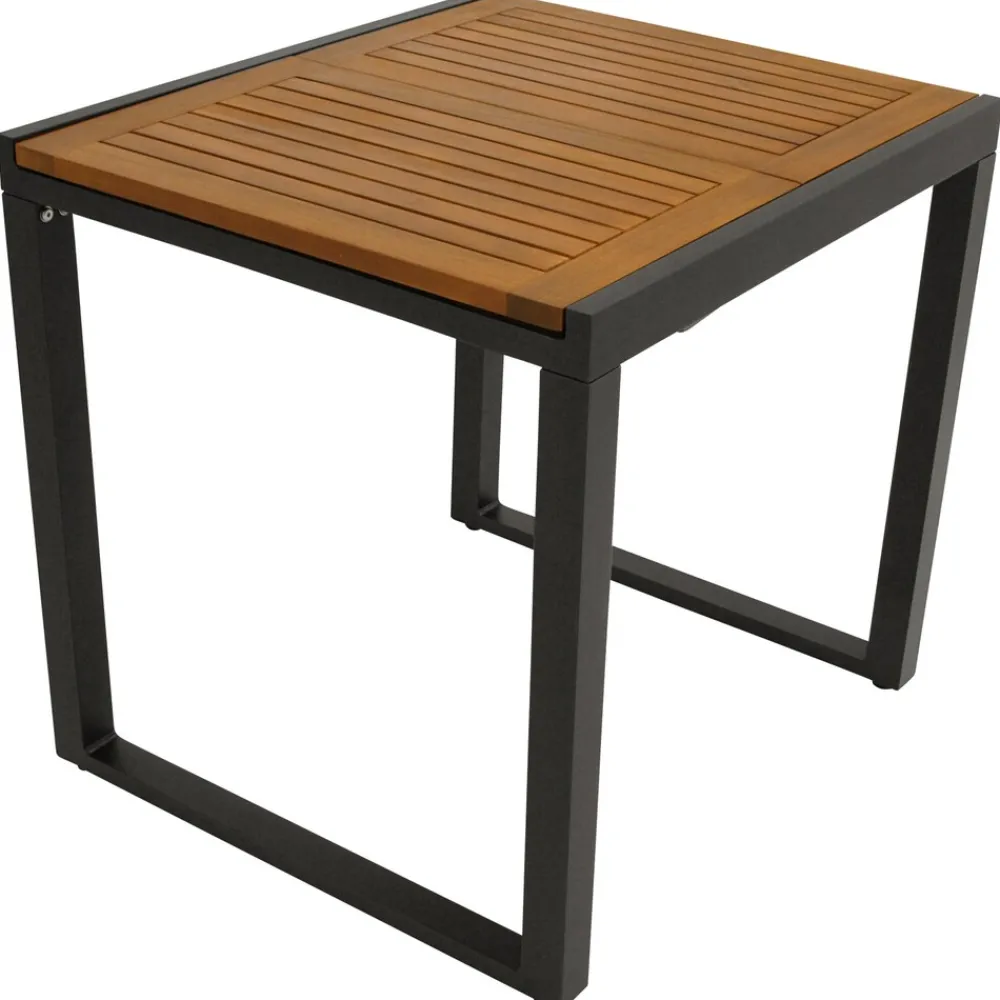 Balkon-Ausziehtisch RIVELLO 80/120x70cm, Aluminium anthrazit + Akazie geölt, FSC-zertifiziert ^ DEGAMO Hot