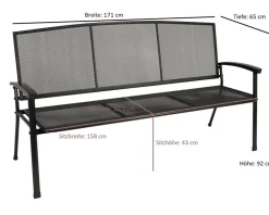Bank RIVO 3-sitzer, Streckmetall eisengrau ^ DEGAMO Clearance