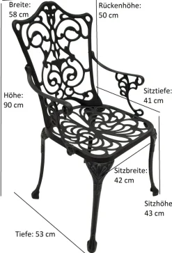 Bistroset Jugendstil 3-teilig, Aluguss grau antik ^ DEGAMO