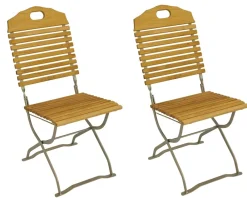 Kurgarten - Garnitur BAD TÖLZ 5-teilig (2x Stuhl, 2x Armlehnensessel, 1x Tisch 70x110cm), Flachstahl verzinkt + Robinie, klappbar ^ DEGAMO Clearance