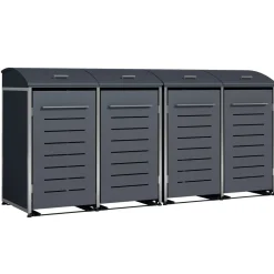 Mülltonnenbox KIEL 278x83x136cm für 4x Tonne 120 und 240 Liter, Stahl anthrazit + Edelstahl ^ DEGAMO Online