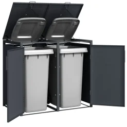 Mülltonnenbox MÜNCHEN 132x80x116cm für 2x Tonnen 120 und 240 Liter, Stahl anthrazit ^ DEGAMO Hot