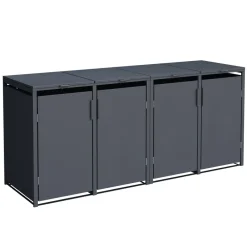 DEGAMO Mülltonnenbox MÜNCHEN 264x80x116cm für 4x Tonnen 120 und 240 Liter, Stahl anthrazit Outlet