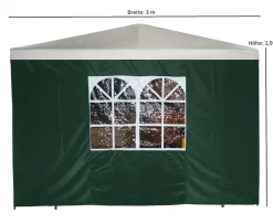 DEGAMO Seitenplane für Pavillon, 3x1,9 Meter, Polyester grün mit Fenster Online