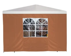 Seitenplane für Pavillon, 3x1,9 Meter, Polyester terracotta mit Fenster ^ DEGAMO Outlet
