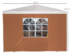 Seitenplane für Pavillon, 3x1,9 Meter, Polyester terracotta mit Fenster ^ DEGAMO Outlet