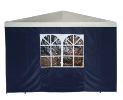 DEGAMO Seitenplane für Pavillon, 3x1,9 Meter, Polyester blau mit Fenster New