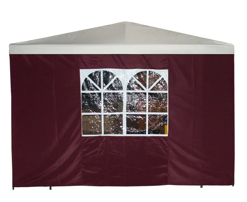 DEGAMO Seitenplane für Pavillon, 3x1,9 Meter, Polyester bordeaux mit Fenster Outlet