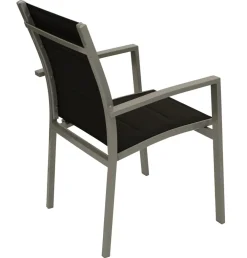 DEGAMO Stapelsessel RIVERA,  Aluminium + Kunstgewebe gespoltert schwarz, 4 Stück Outlet