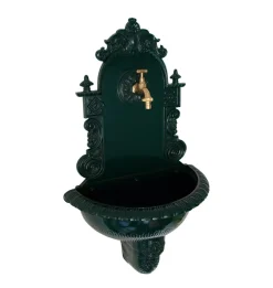Wandbrunnen TIROL aus Aluguss mit Wasserhahn, dunkelgrün ^ DEGAMO Best