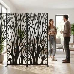 Prestige Home Living Outdoor Dekoratives Metallpaneel Metallsichtschutzwand ca. 150 x 50 cm - Schwarz Auenland New