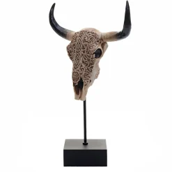 MCW Deko Standfigur Kuhschädel -D30, Stierkopf Bulle Tierkopf Kuhkopf Trophäe mit Trival, Polyresin 47x30x12cm Outlet