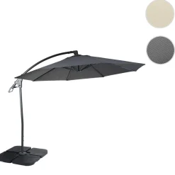 Deluxe Ampelschirm -D14, Sonnenschirm, rund Ø 3m Polyester Alu/Stahl 14kg ~ anthrazit mit Ständer ^ MCW Online