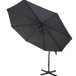 Deluxe Ampelschirm -D14, Sonnenschirm, rund Ø 3m Polyester Alu/Stahl 14kg ~ anthrazit mit Ständer ^ MCW Online