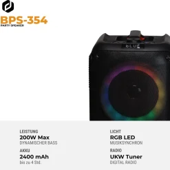 Denver BPS-354 Bluetooth Party Lautsprecher, 200W mit TWS-Funktion Best
