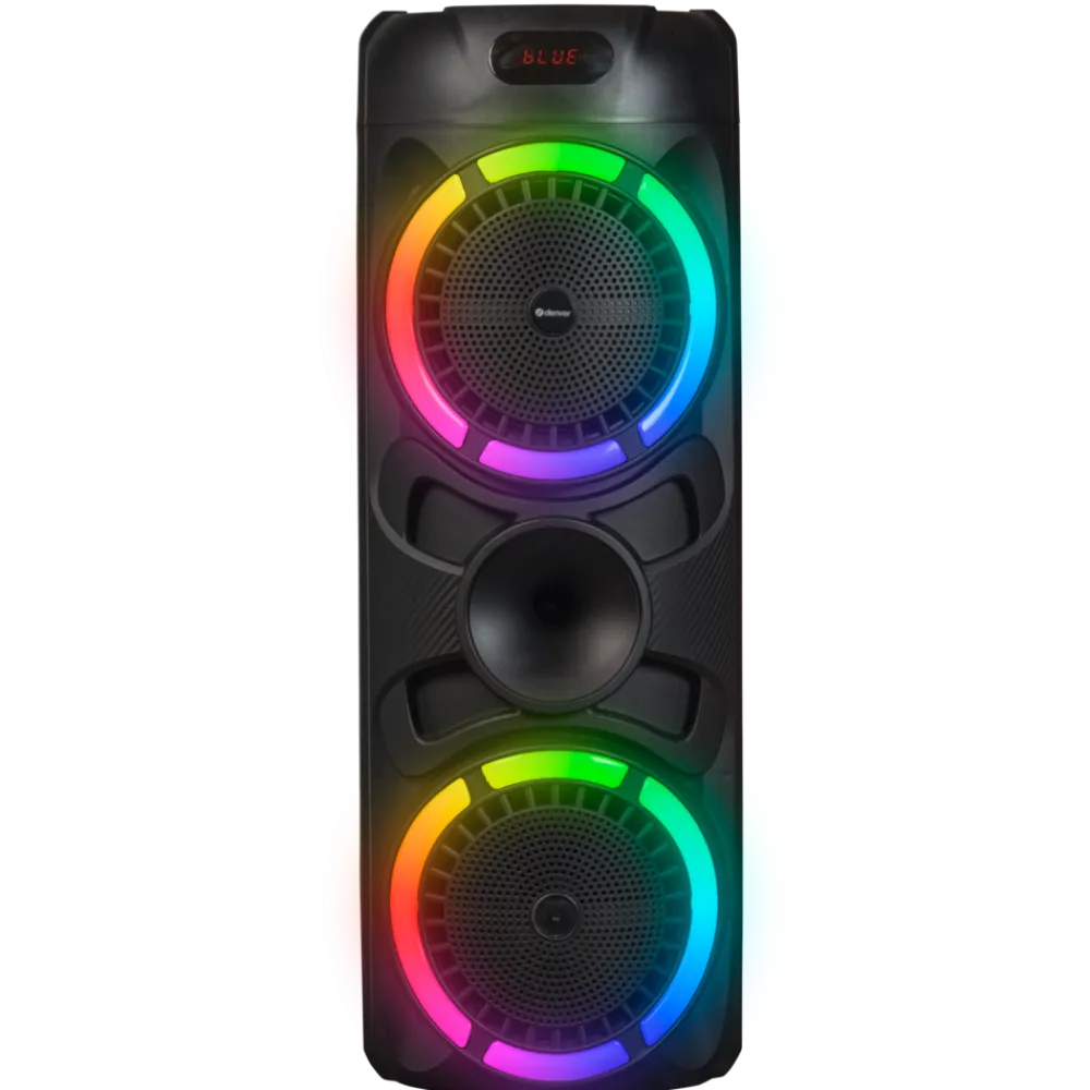 BPS-459 Bluetooth Party-Lautsprecher–2x 200W, Mikrofon, schwarz ^ Denver Discount