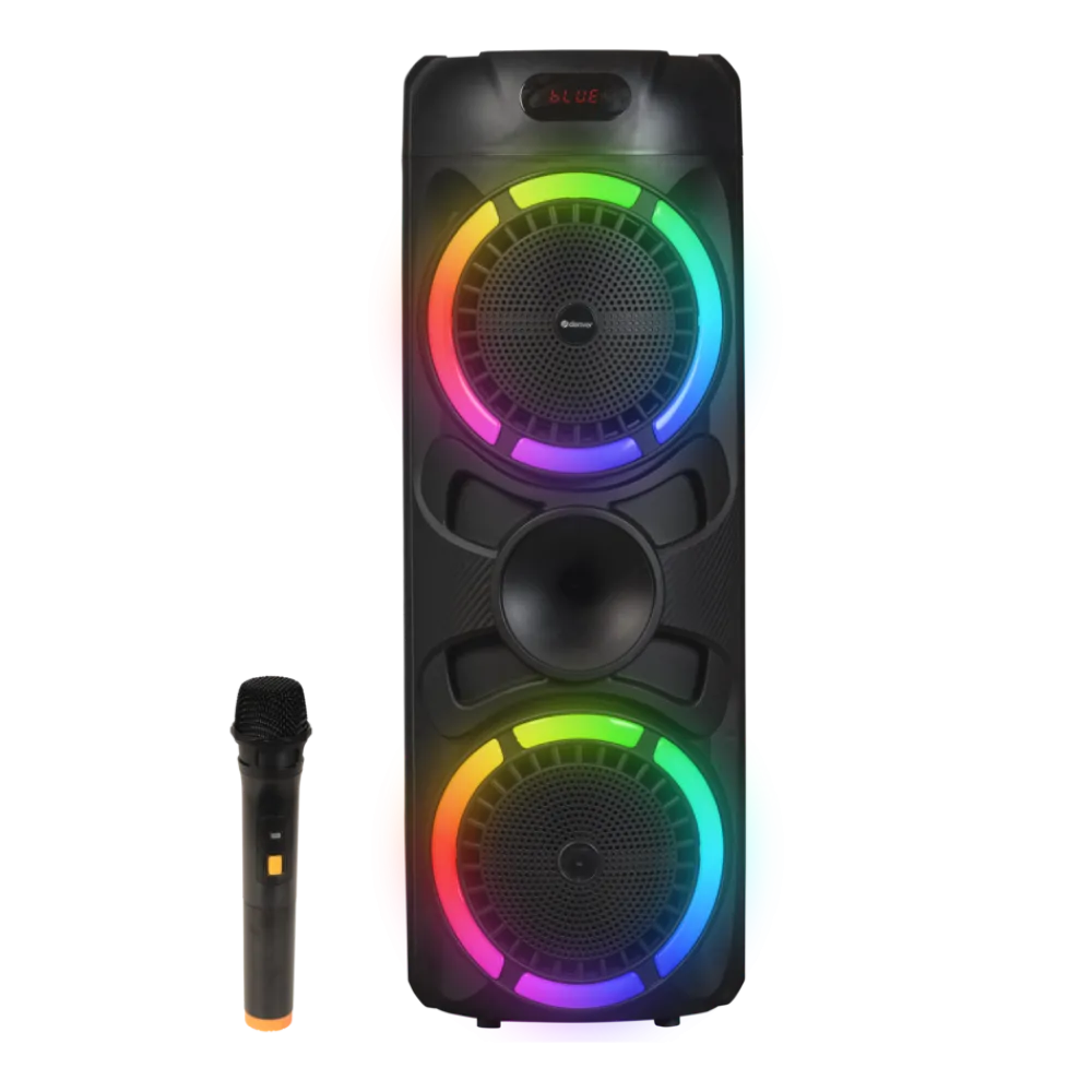 BPS-459 Bluetooth Party-Lautsprecher–2x 200W, Mikrofon, schwarz ^ Denver Discount