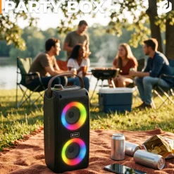 Denver BTV-230 Bluetooth Party Lautsprecher, 2x 50W (Stereo) mit LEDs New