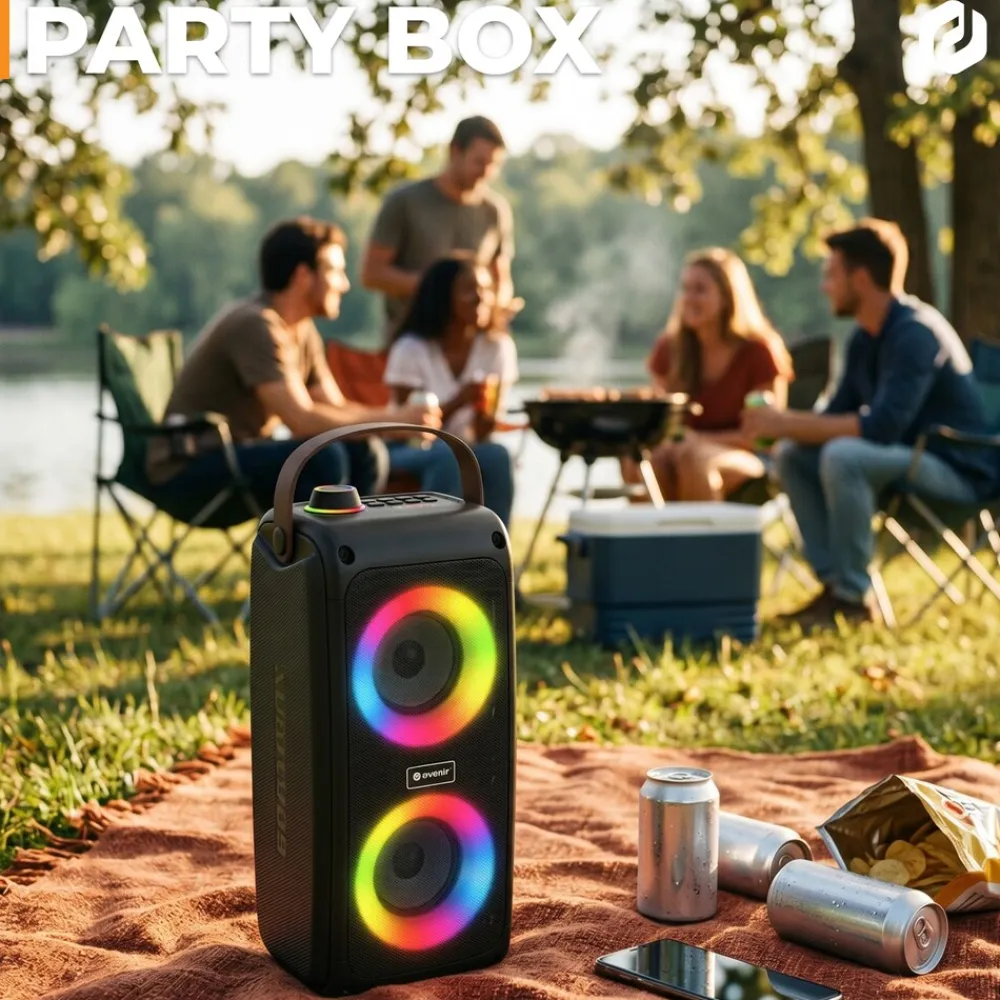 Denver BTV-230 Bluetooth Party Lautsprecher, 2x 50W (Stereo) mit LEDs New