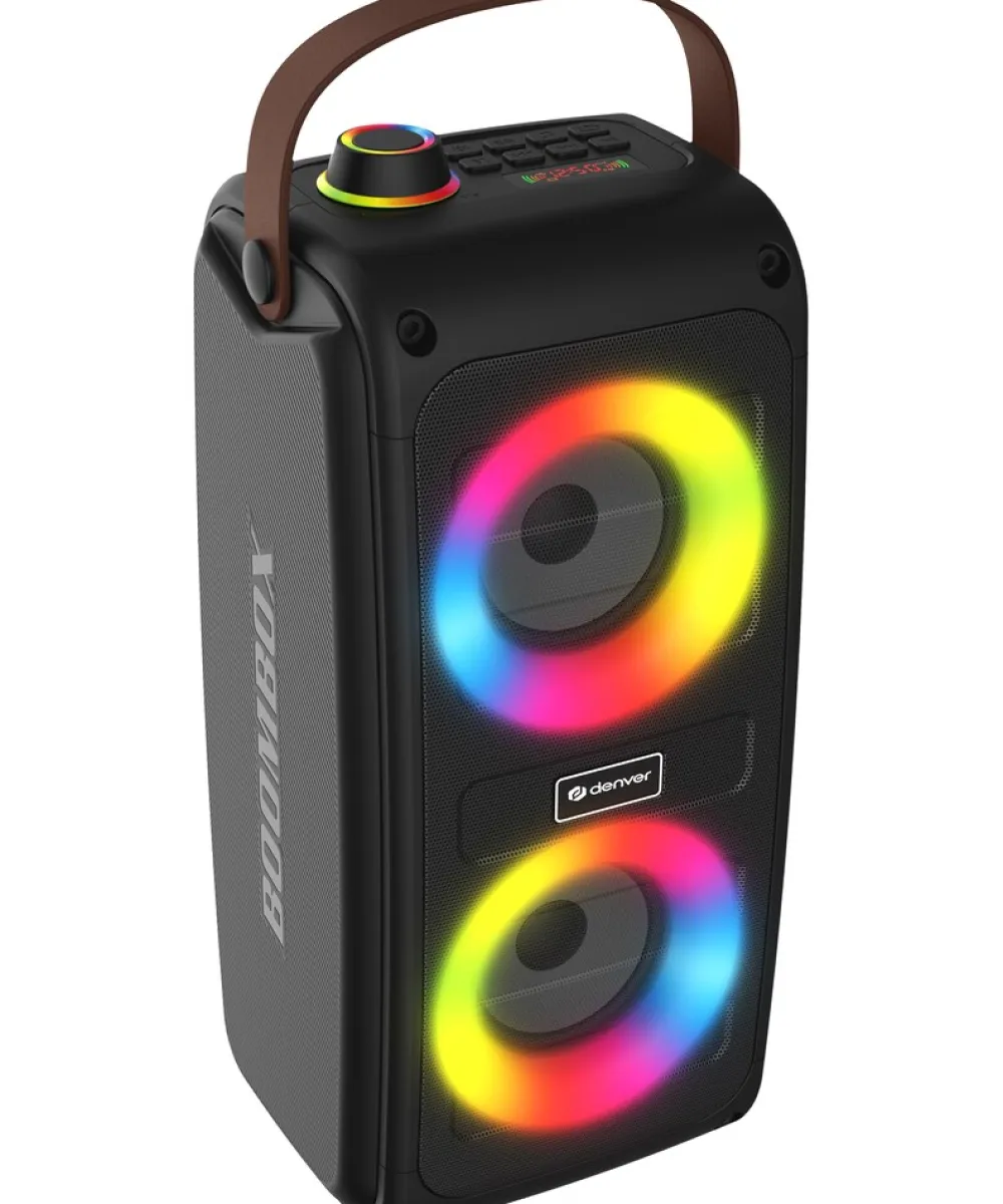 Denver BTV-230 Bluetooth Party Lautsprecher, 2x 50W (Stereo) mit LEDs New