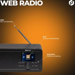 DIR-200 Internetradio–mit Dual-Alarm-Wecker, Bluetooth, schwarz ^ Denver Hot