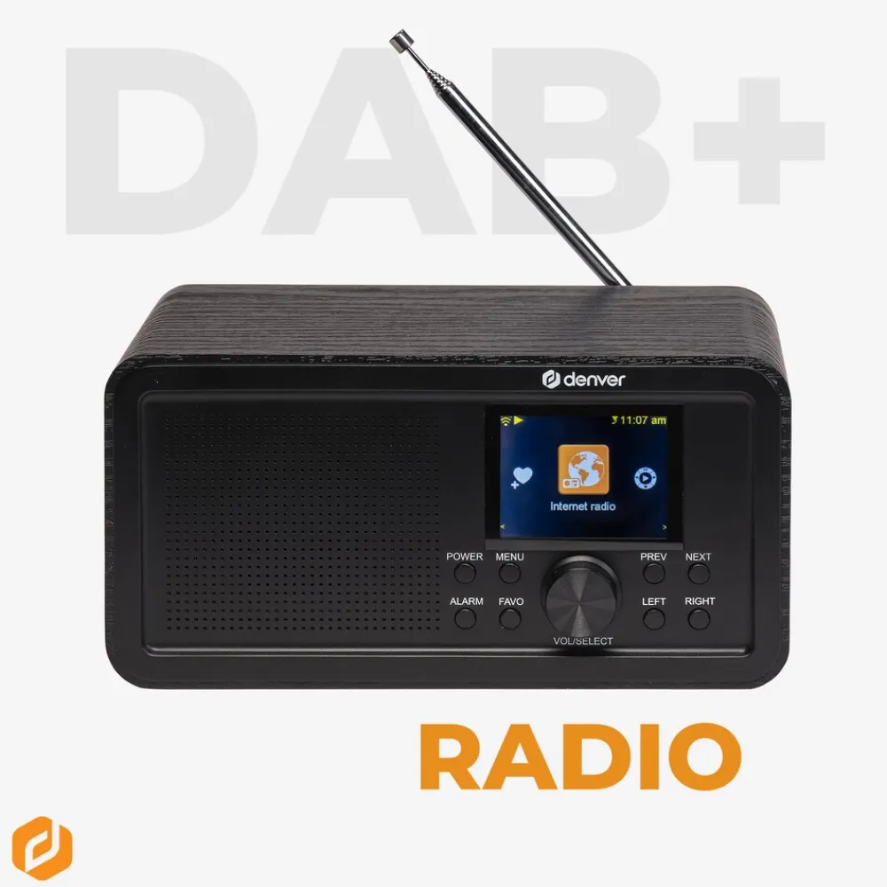DIR-200 Internetradio–mit Dual-Alarm-Wecker, Bluetooth, schwarz ^ Denver Hot