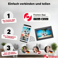 Denver PFF-1015 Digitaler WLAN-Bilderrahmen, 10.1" Touchscreen, weiß Schwarz Discount