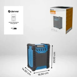 Denver WRD-60 Baustellenradio–DAB+, Bluetooth, 100W, IP54, schwarz New
