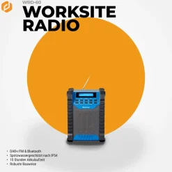 Denver WRD-60 Baustellenradio–DAB+, Bluetooth, 100W, IP54, schwarz New