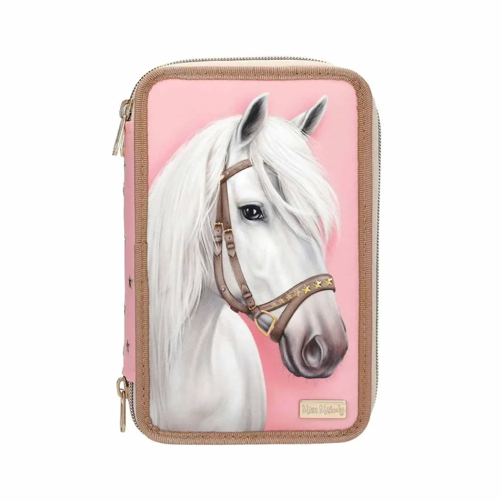 Depesche 3-Fach Federtasche CLASSIC inkl. Stifte Miss Melody 7,5 x 13 x 20 cm rosa New
