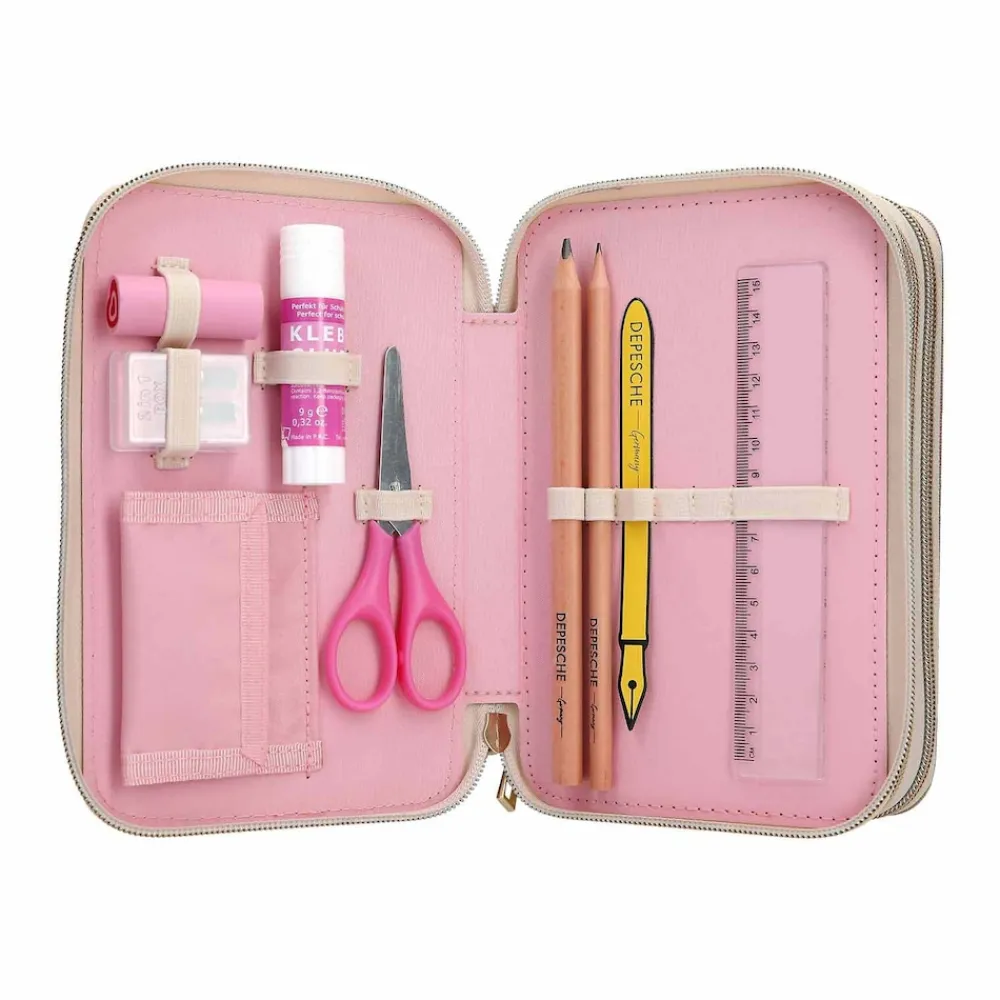 Depesche 3-Fach Federtasche CLASSIC inkl. Stifte Miss Melody 7,5 x 13 x 20 cm rosa New