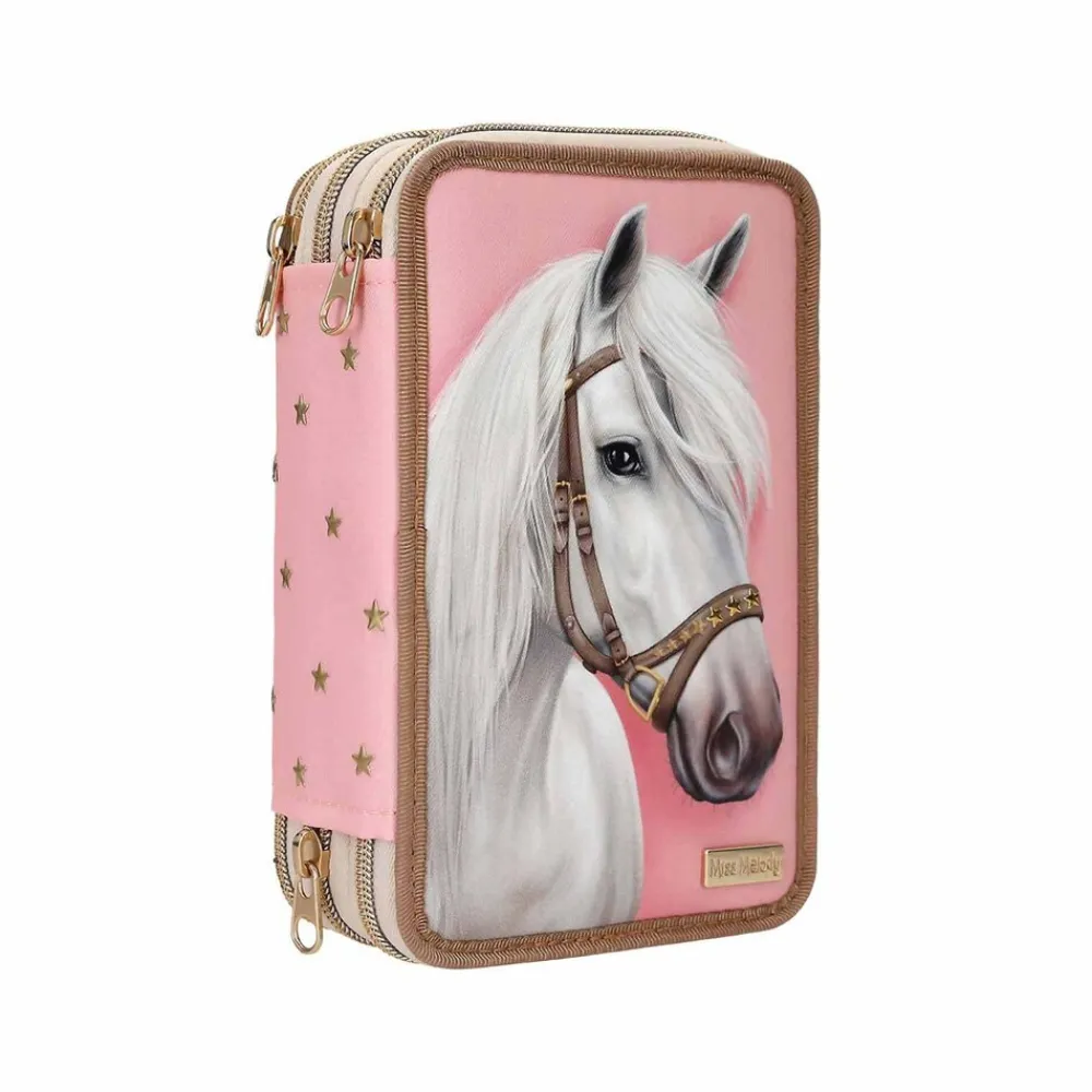 Depesche 3-Fach Federtasche CLASSIC inkl. Stifte Miss Melody 7,5 x 13 x 20 cm rosa New