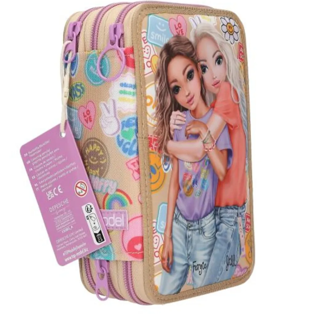 3-Fach Federtasche GIRL POWER inkl. Stifte TOPModel 7,5 x 13 x 20 cm ^ Depesche Clearance