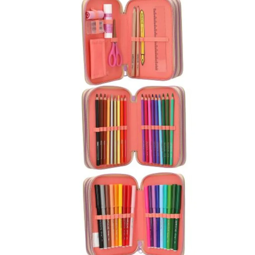 3-Fach Federtasche GIRL POWER inkl. Stifte TOPModel 7,5 x 13 x 20 cm ^ Depesche Clearance