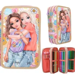 3-Fach Federtasche GIRL POWER inkl. Stifte TOPModel 7,5 x 13 x 20 cm ^ Depesche Clearance