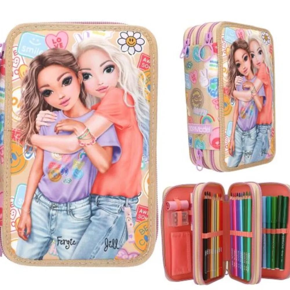 3-Fach Federtasche GIRL POWER inkl. Stifte TOPModel 7,5 x 13 x 20 cm ^ Depesche Clearance