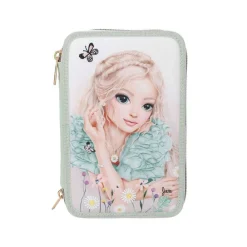 Depesche 3-Fach Federtasche mit Stickerei SUMMER FEELING inkl. Stifte TOPModel 7,5 x 13 x 20 cm grün Discount