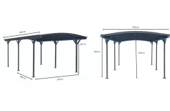Aileenstore Design Carport London Aluminium Doppelstegplatten Beschichtung gegen UV-Strahlung Grau Discount