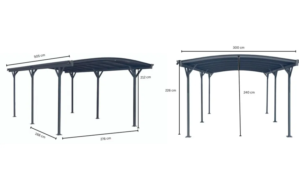 Aileenstore Design Carport London Aluminium Doppelstegplatten Beschichtung gegen UV-Strahlung Grau Discount