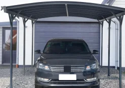 Aileenstore Design Carport London Aluminium Doppelstegplatten Beschichtung gegen UV-Strahlung Grau Discount